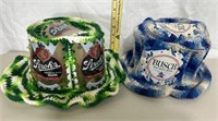 2 vintage knitted beer bucket hats. Busch