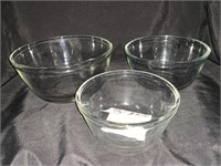 3 ANCHOR HOCKING GLASS MIXING BOWLS - 6, 7 & 8 “
