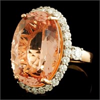 14K Morganite & Diam Ring: 17.51ct & 1.35ctw