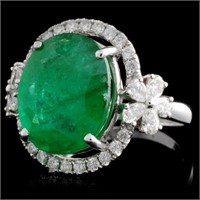 18K WG Ring with 6.19ct Emerald & 0.82ct Diamonds