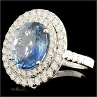 18K Gold Ring 6.74ct Sapphire & 1.31ctw Diam