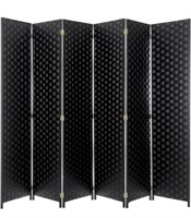 6-Foot Black Woven 6-Panel Room Divider