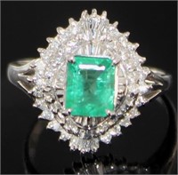 Platinum 1.71 ct GIA Emerald & Diamond Ring