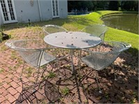 Five piece white metal patio set