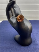 Sterling silver amber stone ring Sz 7