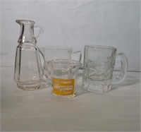 4 Pcs Glass Creamer, A&W Mug, Syrup Bottles