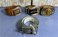 BOX LOT: 4 BELTS - 3 LEATHER, 1 FAUX LEATHER