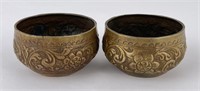 Pair of Antique Myanmar Burma Brass Bowls