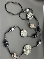 Beautiful Handmade Beaded Black/Gray Necklace