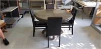 Kitchen table and 4 leather chair w/leaf