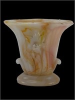 Arko Agate "Lily" Slag Glass Marbled Orange Vase