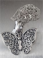New Sterling Butterfly Pendant & .925 chain 18"