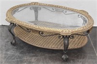 Wicker Style Glass Top Coffee Table