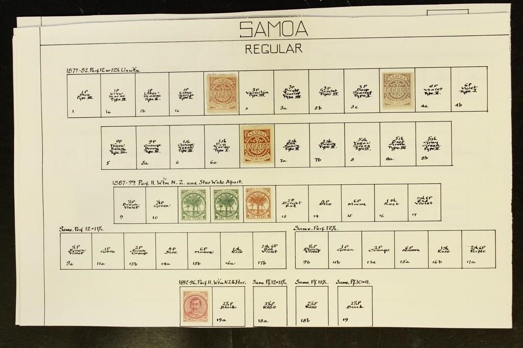 Samoa Stamps Used and Mint hinged on old pages, ve