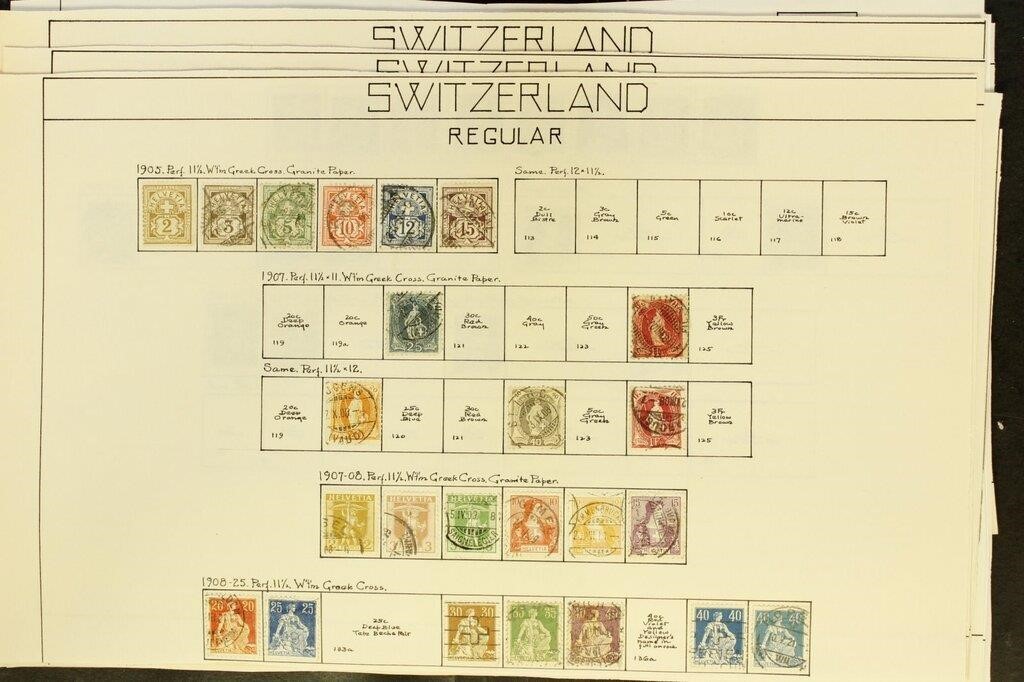 Switzerland Stamps Used and Mint hinged on old pag