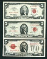 (3 NOTES) $2 1953/ 1963/ 1928 United States Note