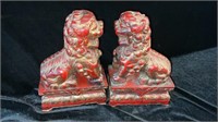 Pair, Wood Carved Asian Foo Dogs, 11" h.