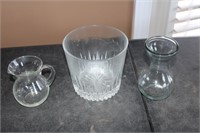Glass bucket, pitcher, vase