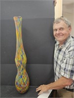 Large 35" high Murono Art Confetti  Glass Vase