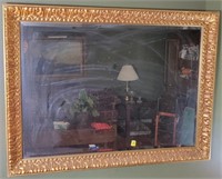 GOLD COLORED FRAME BELVED GLASS MIRROR