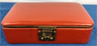 Red Leather Covered Trinket Box