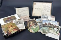 Lot Of Antique Postcards, Letters & Pictures