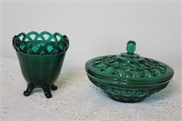 Green Glass Candy Dishes