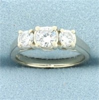CZ Three Stone Wedding Ring in 14k White Gold