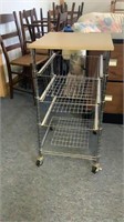 Sturdy Rolling Metal Cart On Wheels With 3