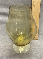 Amber Glass Pinched Wheat Design Goblet
