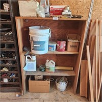 Wood Shelf & Contents - approx 36" x 11.5" x