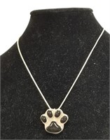 Sterling Silver Necklace W/ Bear Paw Pendant