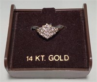 14K Gold Ring with Small Diamonds