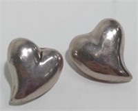 Pair of Sterling Silver Heart Shaped Earrings
