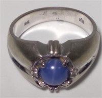 10K White Gold Ring w/ Blue Stone