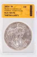 Coin 2014 W Silver Eagle Certified MS70