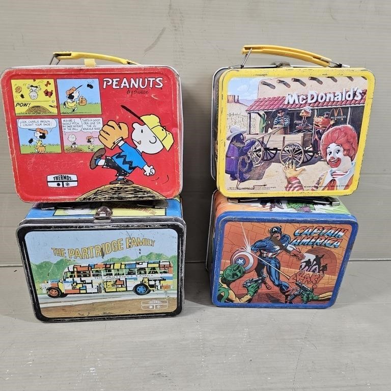 (4) Vintage Metal Lunch Boxes