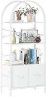 Yoobure Arched Bookshelf With Drawers, 4 Tier
