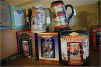 Lot of 5 Budweiser Holiday Steins