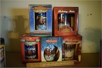 Lot of 5 Budweiser Steins (All in Boxes)