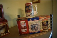 Lot of 4 Budweiser Holiday Steins