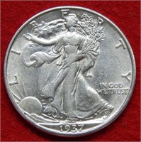 1937 D Walking Liberty Silver Half Dollar