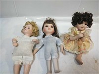 Trio of 3 Porcelain Dolls 8"