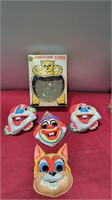 4 1960s Halloween masks with box