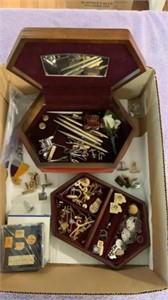 Everything in Box 
Hat Pins, Cuff Links, Pens and