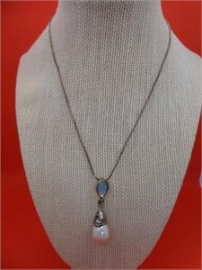 Faux Pearl Pendant On 16" 925 Chain