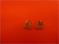 14 K Yellow Gold Heart Earrings 0.91 Grams