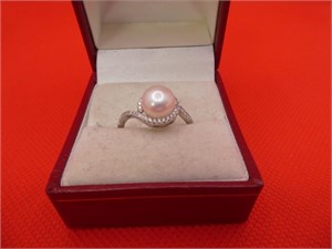 Marked 925 Faux Pearl Ring Size 8