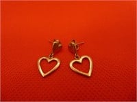 10 K Yellow Gold Heart Earrings 2.26 Grams