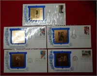 (5) US First Day Cover Gold Stamps